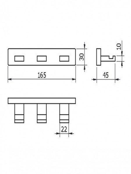 Планка  Langberger 3 крючка квадратный хром 10933A