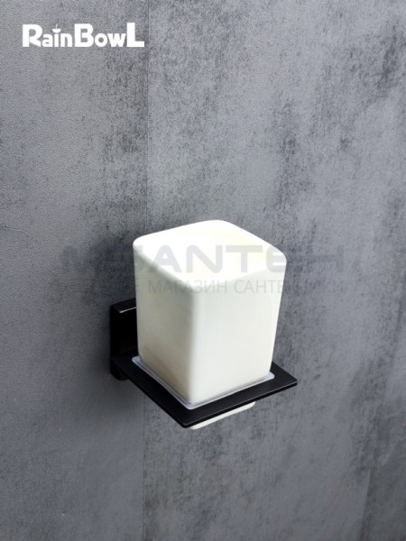 Стакан Rainbowl CUBE к стене квадратный (2784-7BP) керамика черный матовый